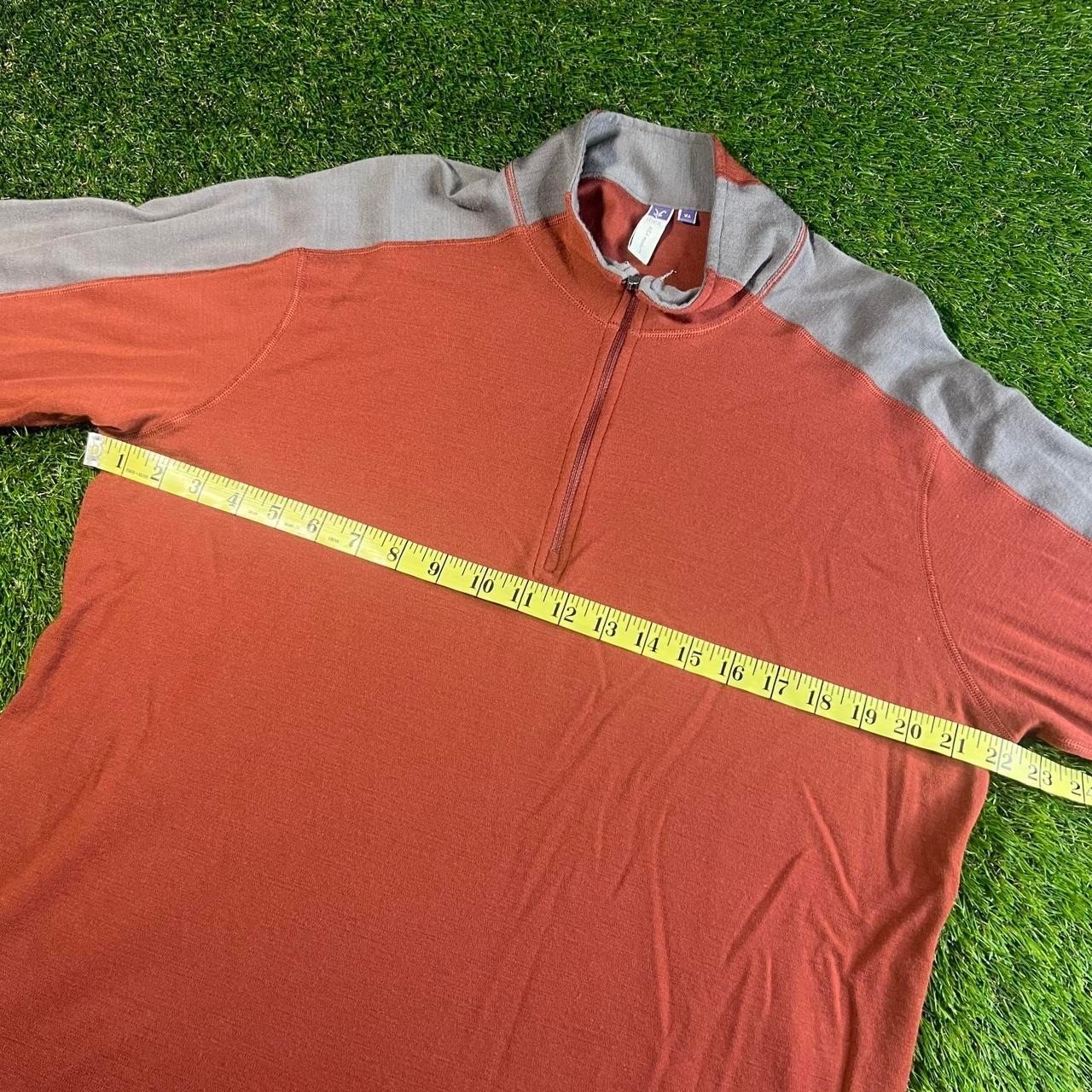 Ibex Merino Wool 1/4 Zip Pullover Sweater Rust Gray Colorblock Men's Xl Euc — image 4 of 6
